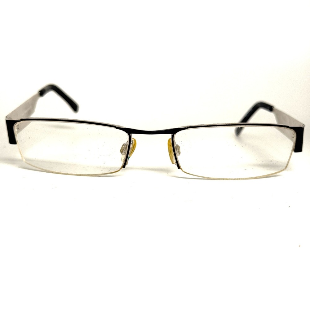 Alberto‎ Romani AR 803 BK/WH Eyeglasses Frames Black Silver Rectangle 54-19-140